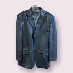 Stafford Men’s Soft Black Leather Blazer Size Medium
